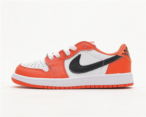 Youth Running Weapon Air Jordan 1 White/Orange Low Top Shoes 0057
